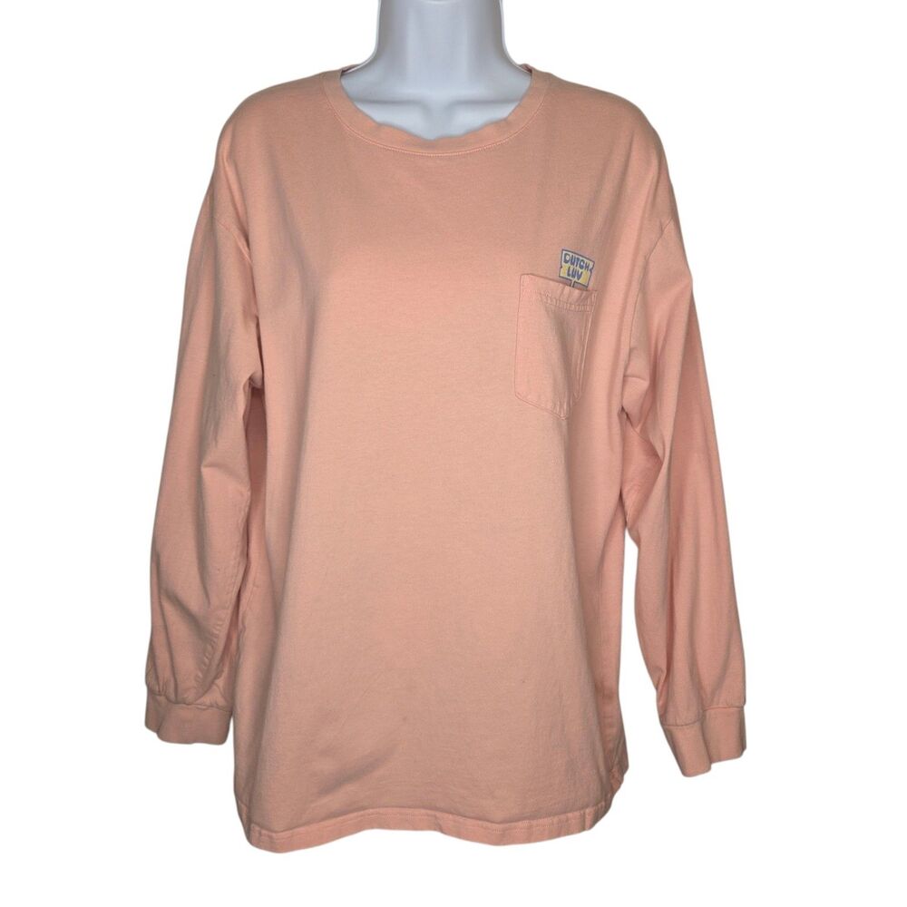 Dutch Bros Coffee "Dutch Luv" Long Sleeve Graphic Pocket T-Shirt Large Unisex